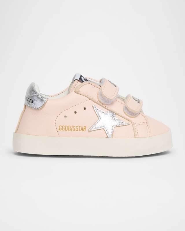 Girl's School Laminated Star Sneakers, Baby